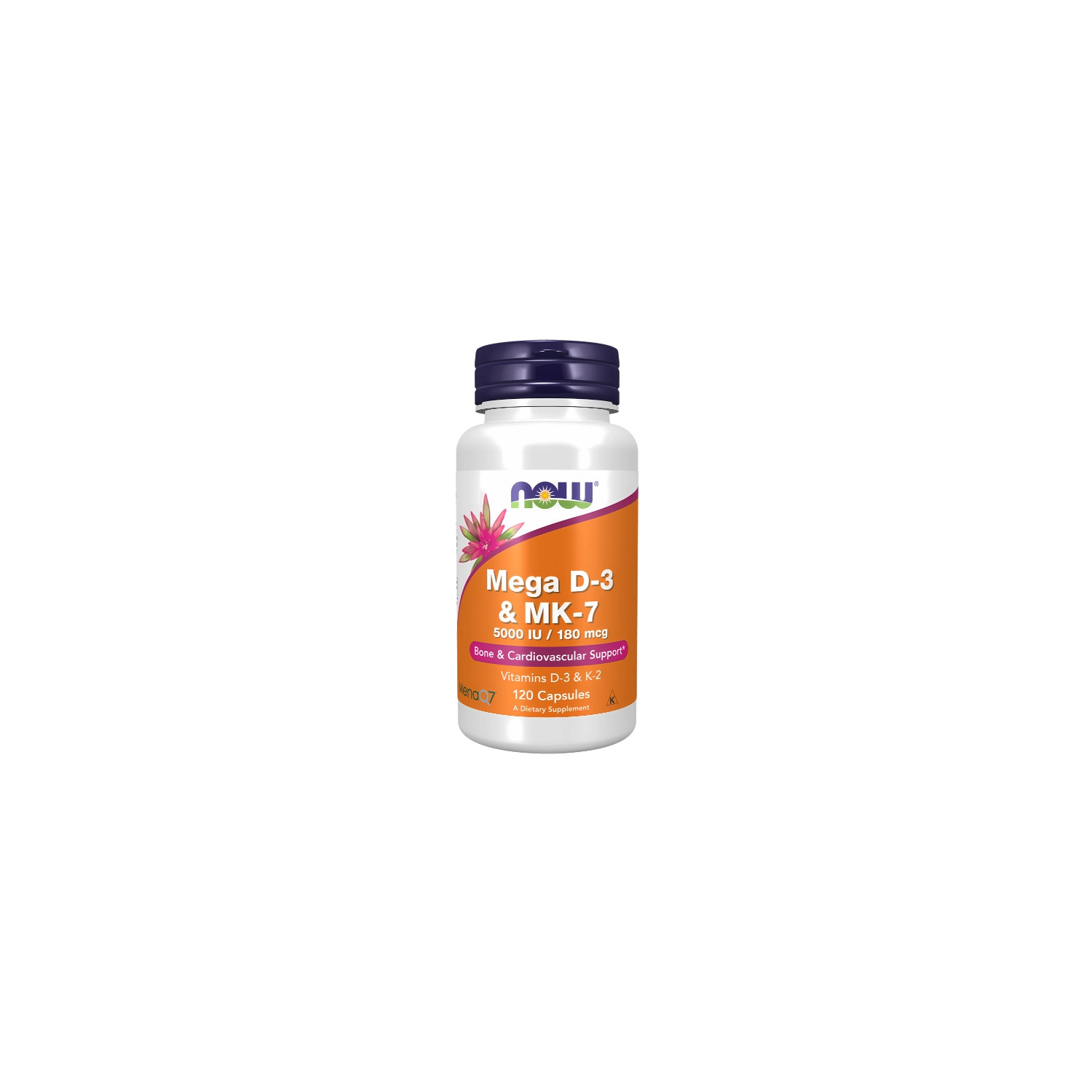 NOW Foods Mega D-3 & MK-7 5000 IU / 180 mcg – Nahrungsergänzungsmittel zur Unterstützung von Knochen, Herz und Immunsystem