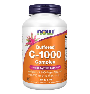 NOW Foods Buffered C-1000 Complex 180 tablets – vitamin C with bioflavonoids, immune support and collagen