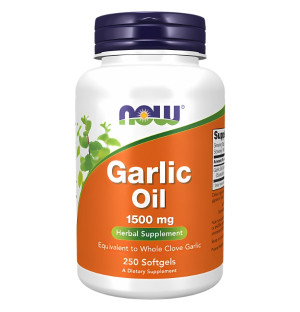 NOW Foods Garlic Oil 1500 mg 250 softgels natural garlic oil, immune support, heart health