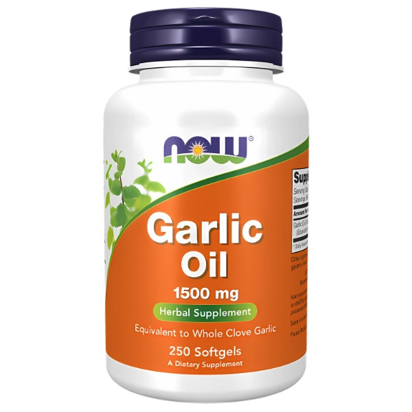 NOW Foods Garlic Oil 1500 mg 250 softgels natural garlic oil, immune support, heart health
