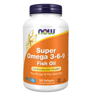 NOW Foods Super Omega 3-6-9 Fish Oil 180 Softgels – supplement containing fish oil, borage oil and flaxseed oil