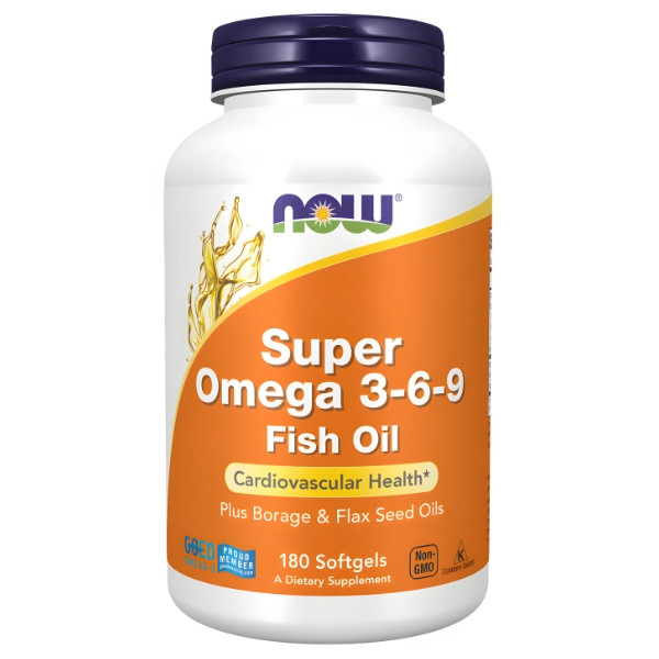 NOW Foods Super Omega 3-6-9 Fish Oil 180 Softgels – supplement containing fish oil, borage oil and flaxseed oil