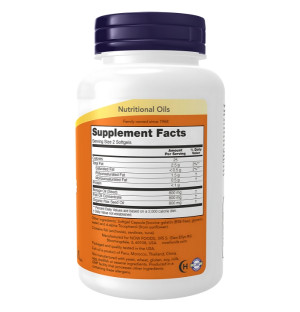 NOW Foods Super Omega 3-6-9 supplement composition – nutritional values: fish oil, borage oil, linseed oil, healthy fats