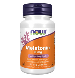 NOW Foods Melatonin 5 mg – Nahrungsergänzungsmittel zur Unterstützung eines gesunden Schlafes, vegane Kapseln, 60 Stück