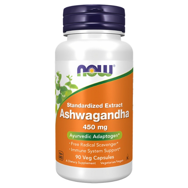 NOW Foods Ashwagandha 450 mg 90 vegane Kapseln – standardisierter Adaptogen-Extrakt, Unterstützung des Immunsystems