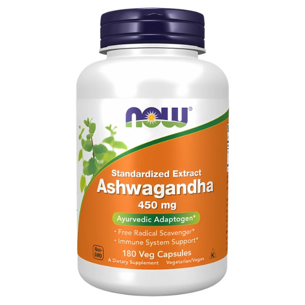 NOW Foods Ashwagandha 450 mg 180 vegane Kapseln – standardisierter Adaptogen-Extrakt, Unterstützung des Immunsystems