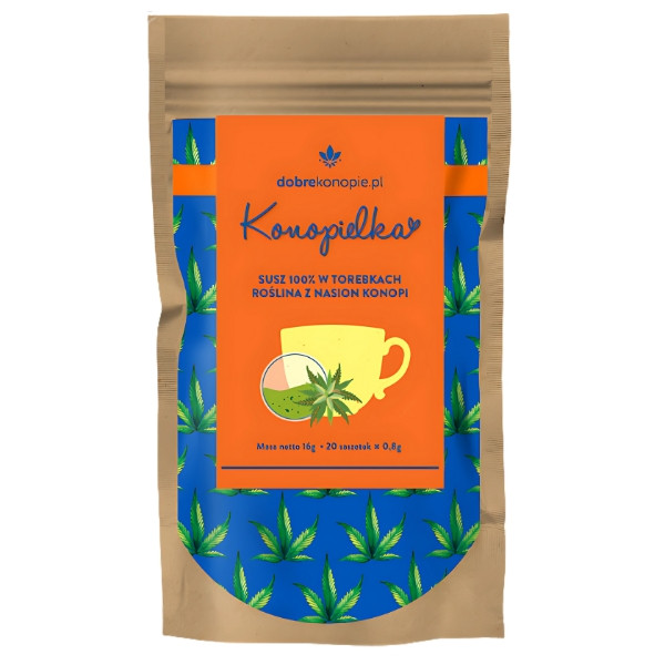 Konopielka hemp tea, 20 bags – dried hemp seeds, natural herbal tea promoting relaxation