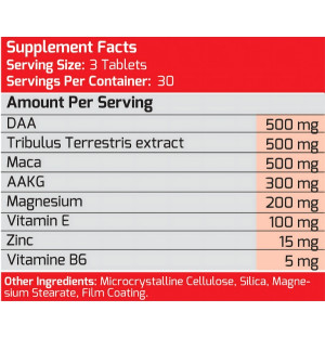 MLO Strong Testo Fuel Zusammensetzung des Nahrungsergänzungsmittels DAA Tribulus Maca AAKG Magnesium Vitamin E Zink Vitamin B6