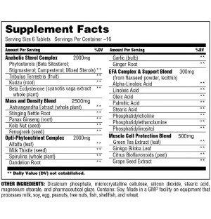 Composition of Universal Natural Sterol Complex 180 tablets – anabolic complex, herbal blends, plant extracts