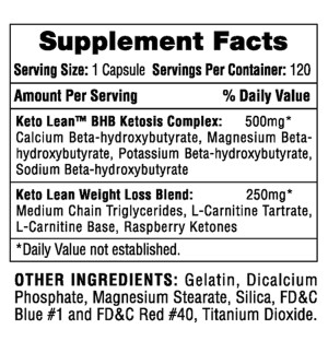 Hi-Tech Pharma Keto Lean composition – BHB complex with calcium, magnesium, potassium and sodium, MCT slimming blend