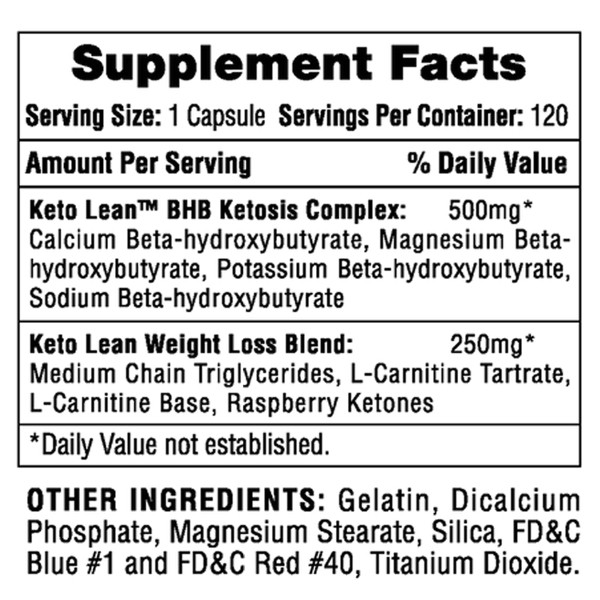 Hi-Tech Pharma Keto Lean composition – BHB complex with calcium, magnesium, potassium and sodium, MCT slimming blend