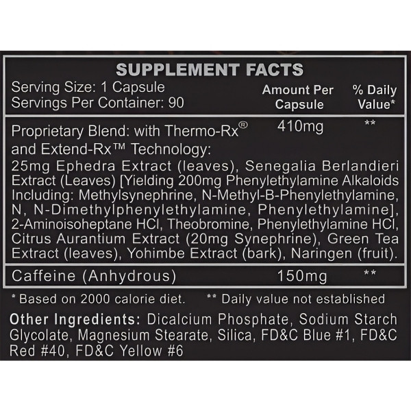 Black Widow Hi-Tech Pharma skład – suplement diety, efedra extract, kofeina, synefryna, johimbina, ekstrakt zielonej herbaty
