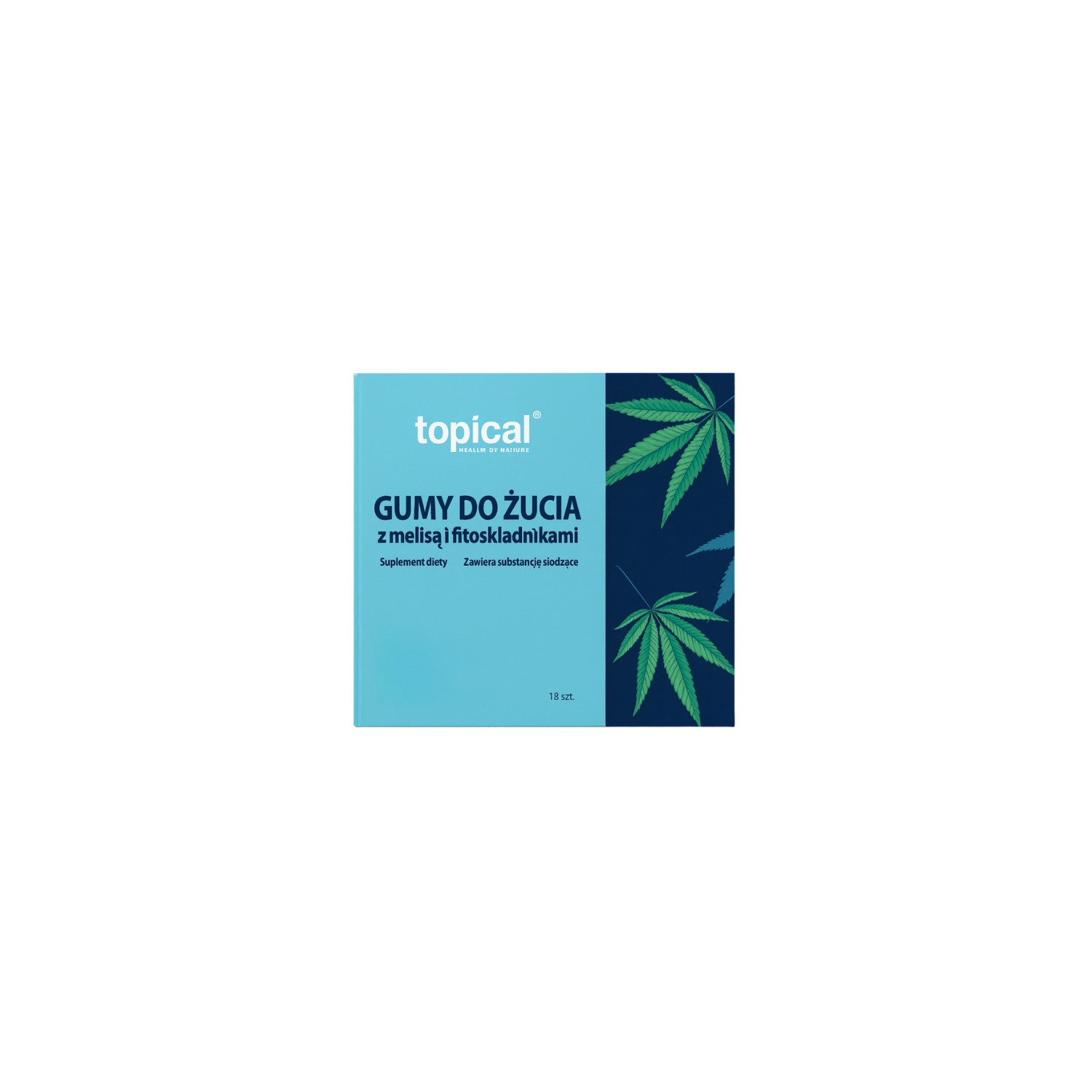 Topical Chewing gum with lemon balm and phytonutrients, 18 pieces – dietary supplement with Cannabis sativa