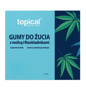 Topical Chewing gum with lemon balm and phytonutrients, 18 pieces – dietary supplement with Cannabis sativa