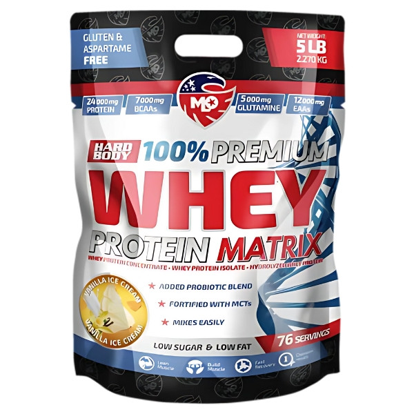 MLO Hard Body Whey Protein Matrix Vanilla 2270 g – Proteinpräparat, 24 g Protein, BCAA, Glutamin