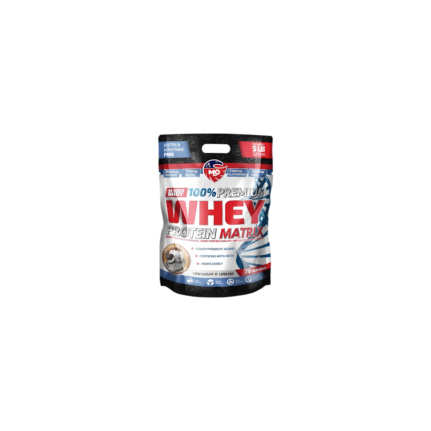 Hard Body Whey Protein Matrix Cookies & Cream 2270 g – protein supplement, 24 g of protein