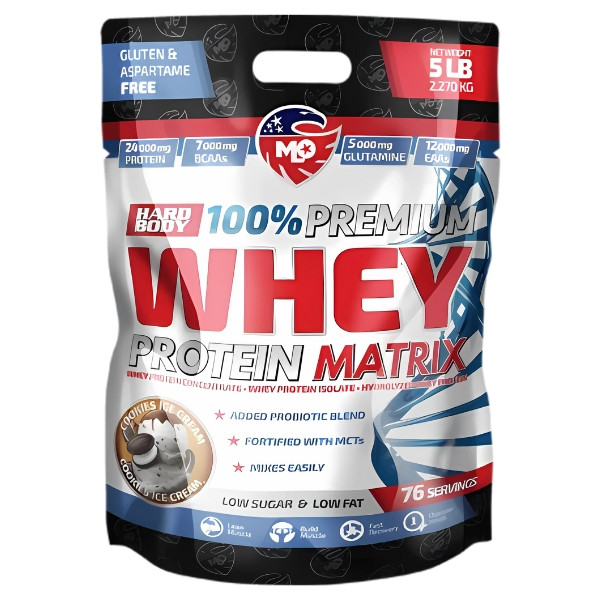 Hard Body Whey Protein Matrix Cookies & Cream 2270 g – protein supplement, 24 g of protein