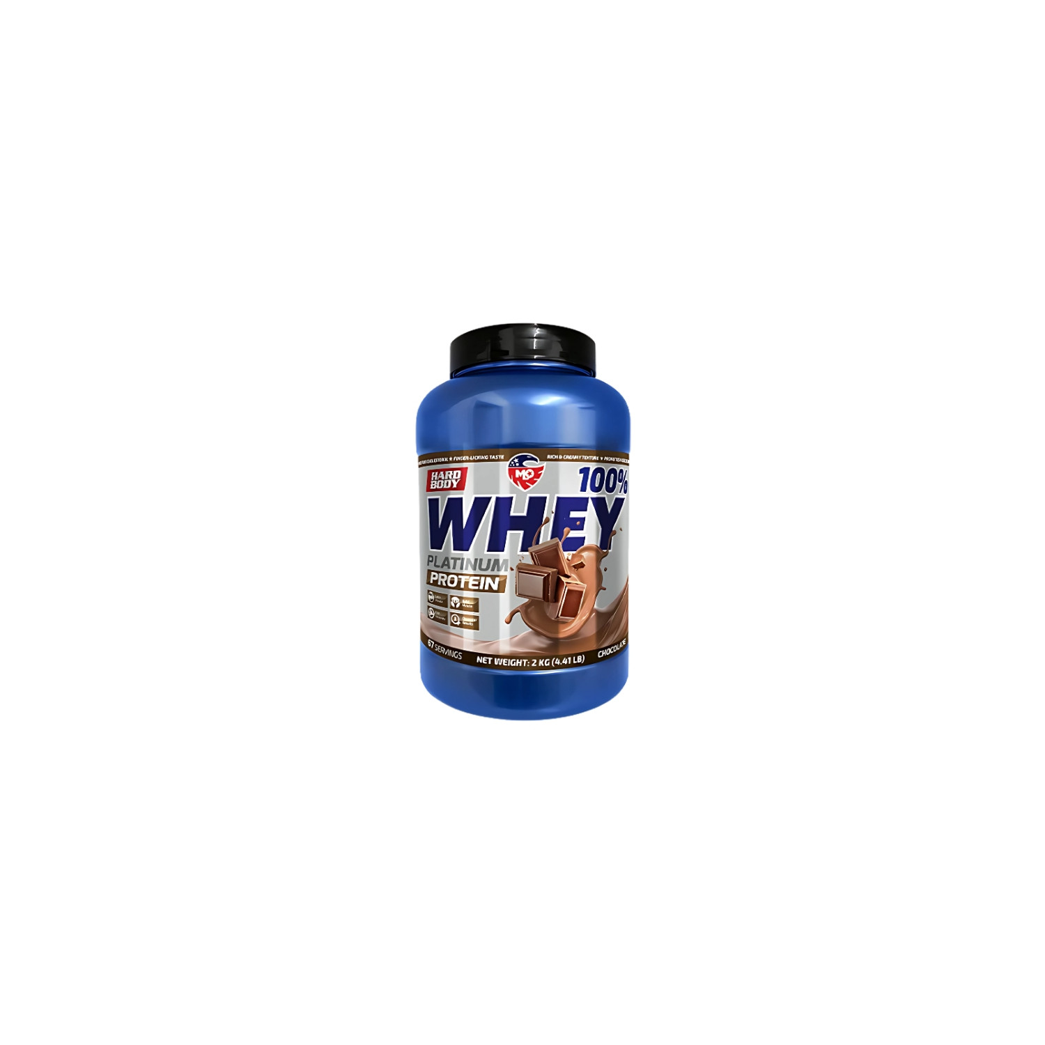 MLO Whey Platinum Protein Chocolate 2kg – WPC protein supplement, chocolate flavour, 67 servings, high-quality whey protein