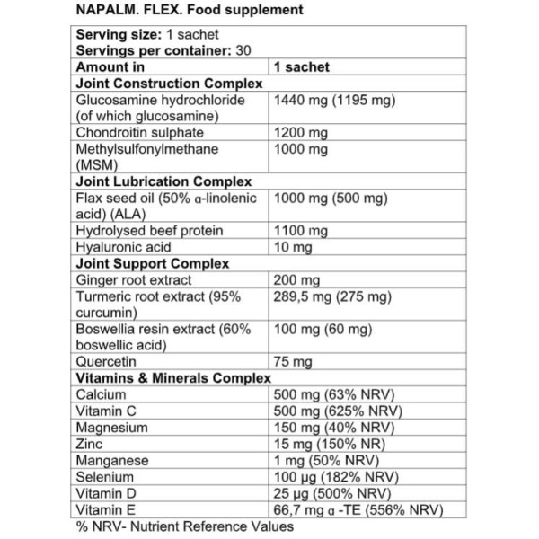 Zusammensetzung NAPALM Flex 30 sachets