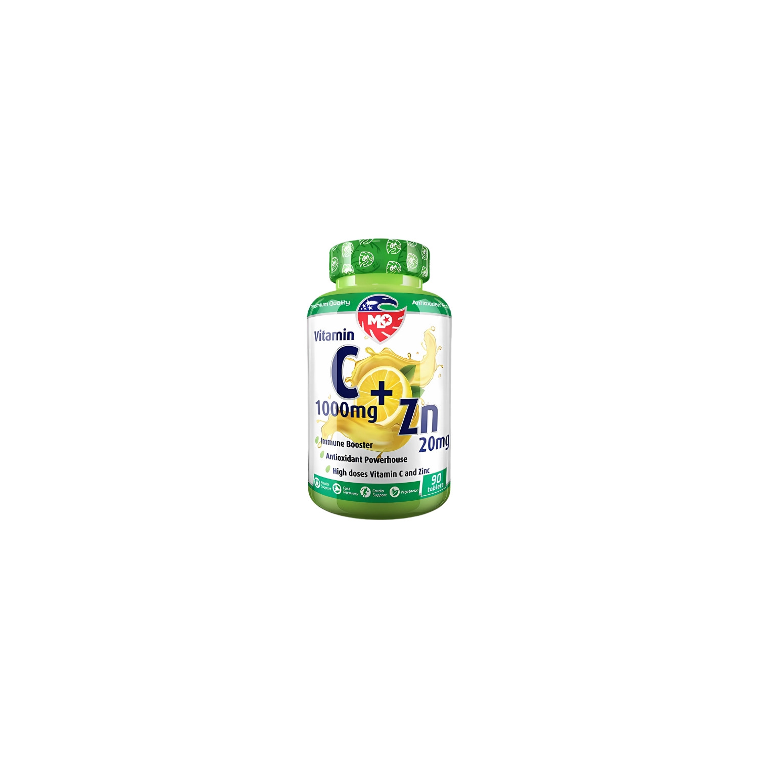 Suplement MLO Vitamin C 1000 mg + Zinc 20 mg, 90 tabletek, wspiera odporność i zdrowie, mocna dawka witaminy C i cynku