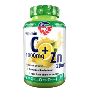 Suplement MLO Vitamin C 1000 mg + Zinc 20 mg, 90 tabletek, wspiera odporność i zdrowie, mocna dawka witaminy C i cynku