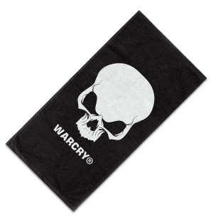 Schwarzes WARCRY® Trainingstuch 47 x 90 cm, weißes Totenkopfmuster, ideal für Fitnessstudio und Fitness