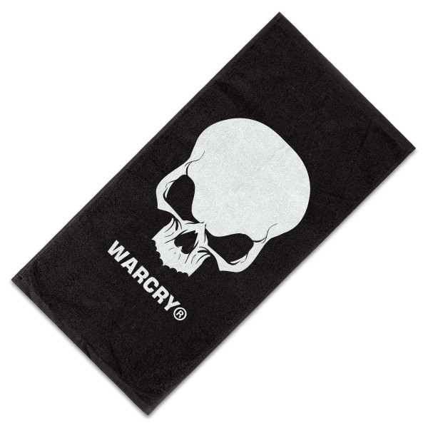 Schwarzes WARCRY® Trainingstuch 47 x 90 cm, weißes Totenkopfmuster, ideal für Fitnessstudio und Fitness