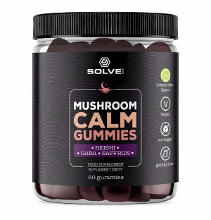 Solve Labs Mushroom Calm Gummies 60 szt. – żelki uspokajające z Reishi, GABA i szafranem, smak cytrynowo-limonkowy