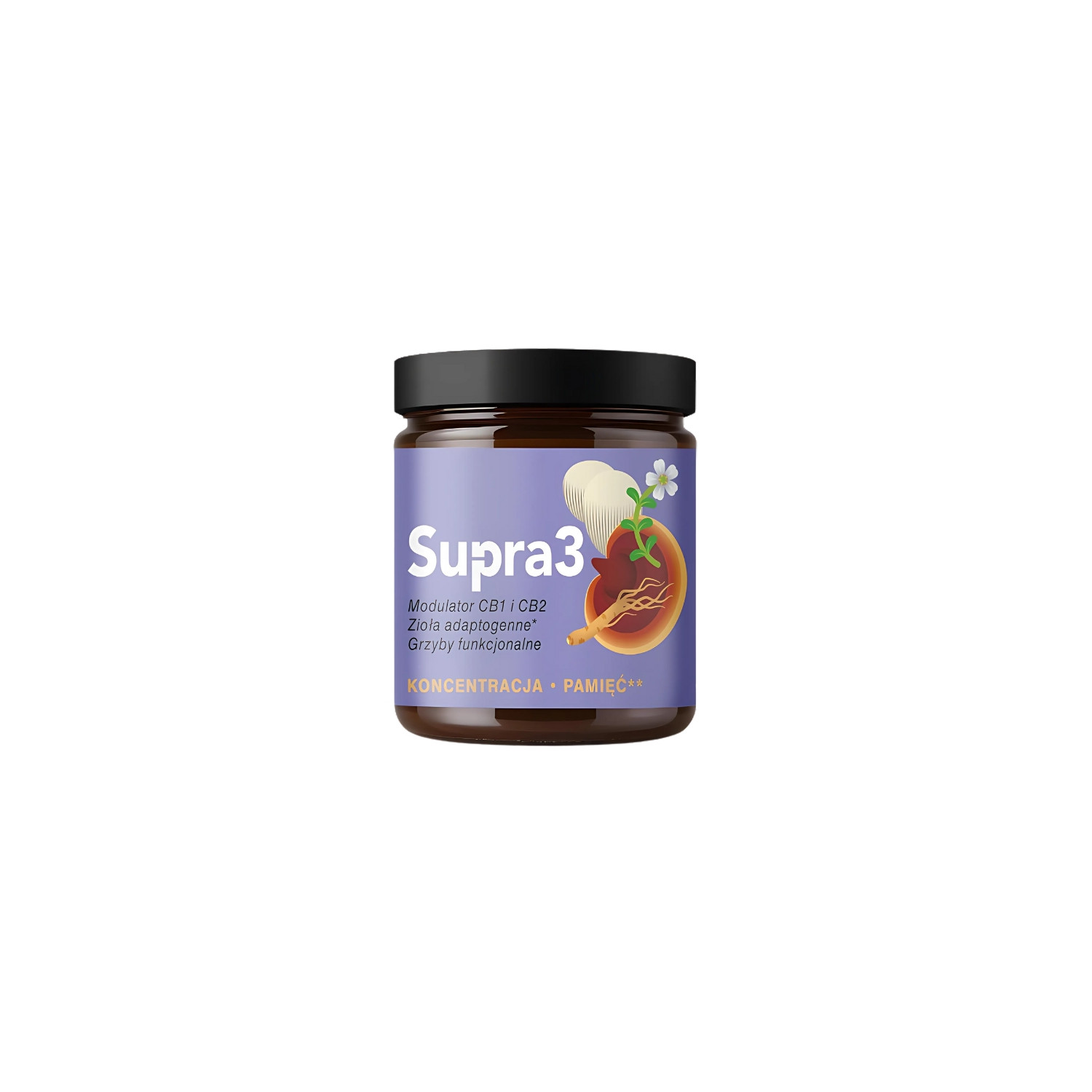 Supra3 Konzentration Gedächtnis Nahrungsergänzungsmittel Adaptogene Pilze Lion’s Mane Reishi Pflanzenextrakte 35 g