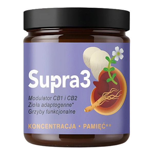 Supra3 Konzentration Gedächtnis Nahrungsergänzungsmittel Adaptogene Pilze Lion’s Mane Reishi Pflanzenextrakte 35 g