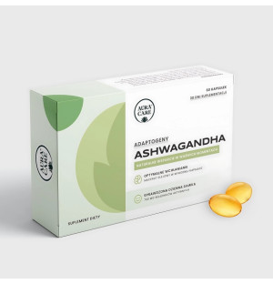 Aura Care Ashwagandha 60 kapsułek adaptogen, naturalne wsparcie w stresie i równowadze, suplement diety w kapsułkach olejowych