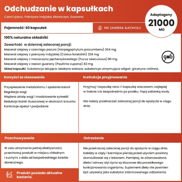 Zusammensetzung von Aura Care Gewichtsabnahme – Teufelskralle, indische Brennnessel, Blasentang, Guarana