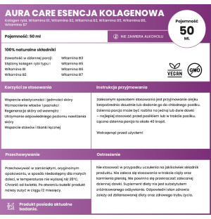 Aura Care Collagen Essence composition – fish collagen, vitamins B1-B7, anti-ageing effect, improved skin elasticity