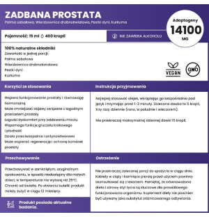 Aura Care Zadbana Prostata olejek adaptogeny palma sabalowa wierzbnica drobnokwiatowa pestki dyni kurkuma wsparcie prostaty