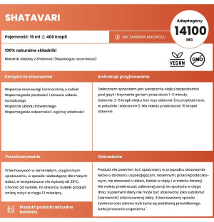 Etikett und Zusammensetzung Aura Care Shatavari 15 ml – natürliches Ölmazerat zur Unterstützung des Hormon