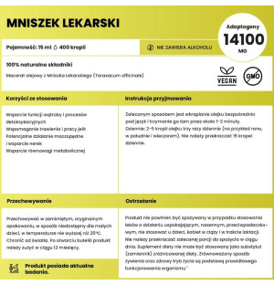 Löwenzahn Flüssige Kräuter 15 ml – Zusammensetzung, Eigenschaften, Anwendungshinweise, Unterstützung der Verdauung,