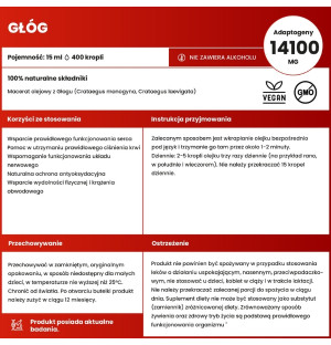 Płynne Zioła Głóg 15 ml – skład suplementu, macerat olejowy z Crataegus monogyna i Crataegus laevigata