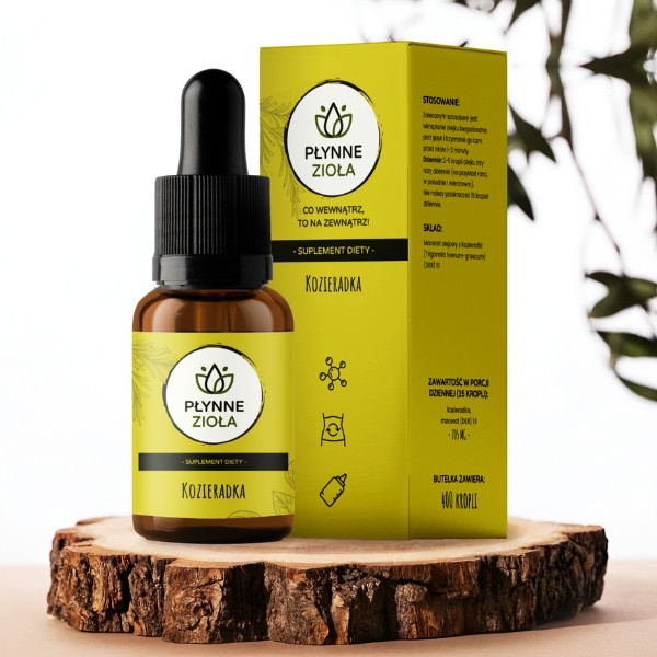 Płynne Zioła Kozieradka 15 ml, suplement diety w kroplach, naturalny macerat olejowy z kozieradki, wsparcie snu