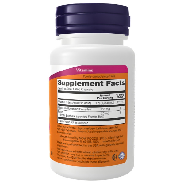 NOW Foods C-1000 Zusammensetzung – 1000 mg Vitamin C, Zitrusbioflavonoide, Rutin, natürliche Unterstützung des Immunsystems
