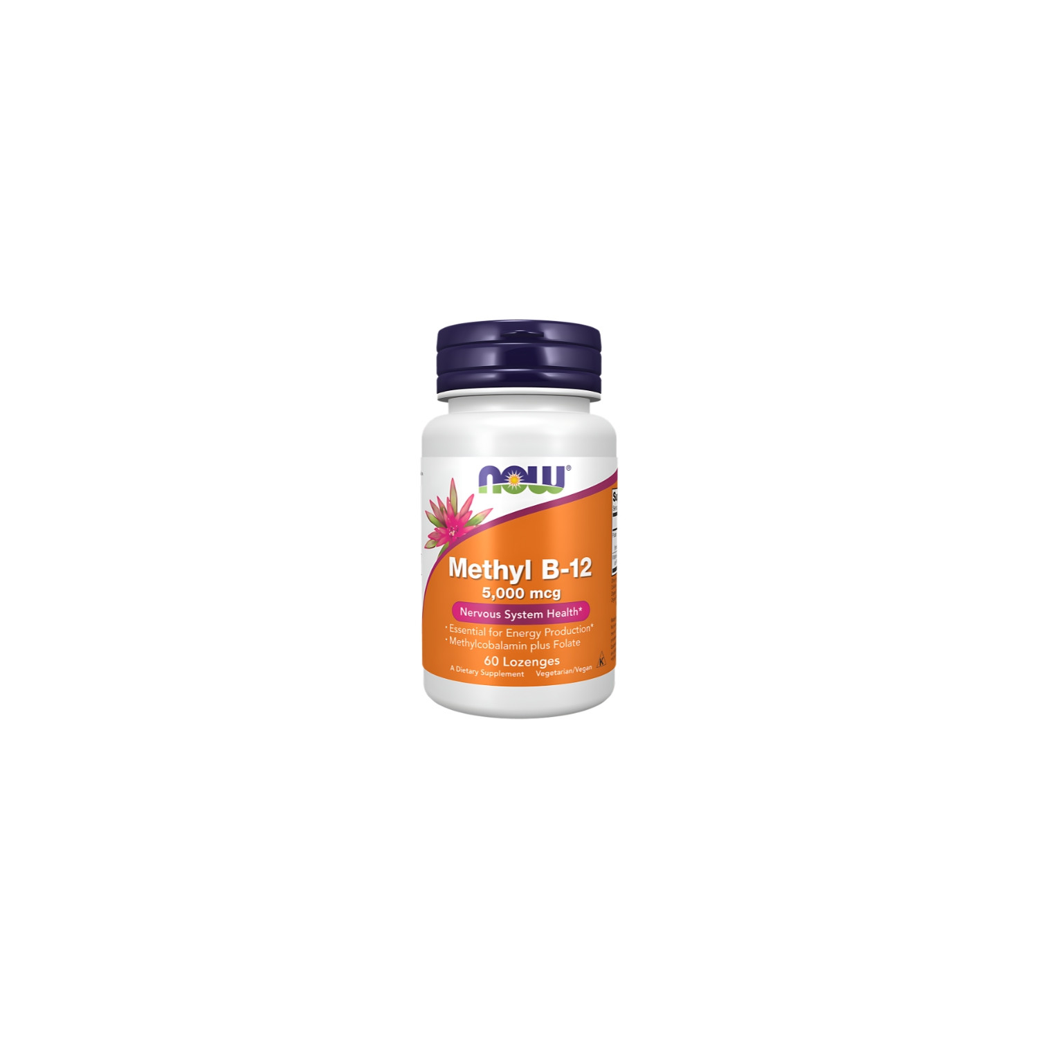 NOW Foods Methyl B-12 skład – metylokobalamina 5000 mcg, folian Quatrefolic, wsparcie układu nerwowego i produkcji energii.