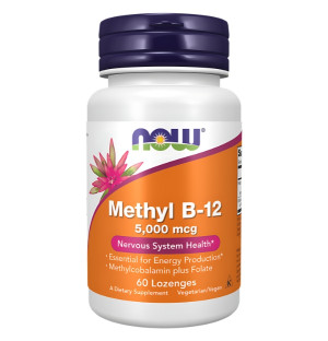 NOW Foods Methyl B-12 Zusammensetzung – Methylcobalamin 5000 mcg, Quatrefolic-Folsäure, Unterstützung des Nervensystems