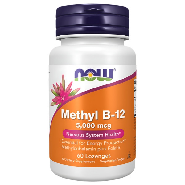 NOW Foods Methyl B-12 Zusammensetzung – Methylcobalamin 5000 mcg, Quatrefolic-Folsäure, Unterstützung des Nervensystems