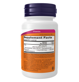 NOW Foods Methyl B-12 5000 mcg 60 Tabletten – veganes Vitamin B12 für Energie, Gehirn und Nervensystem, mit Folsäurezusatz