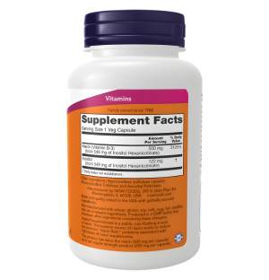 NOW Foods Niacyna skład – 500 mg witaminy B3 z inozytolu heksanikotynianu, bezpieczna formuła