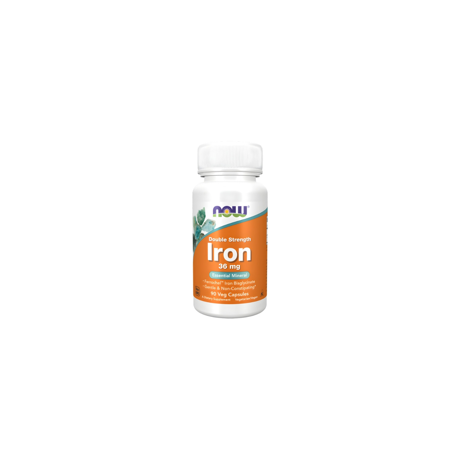 NOW Foods Iron 36 mg Double Strength 90 kapsułek – delikatne żelazo Ferrochel wspierające produkcję czerwonych krwinek