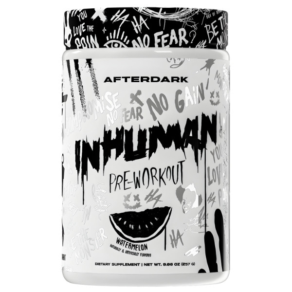 AfterDark INHUMAN Pre-Workout Watermelon 257 g – a watermelon-flavoured pre-workout supplement that increases energy