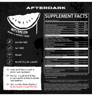 AfterDark INHUMAN Pre-Workout Watermelon – ingredients, B vitamins, caffeine, beta-alanine and L-citrulline