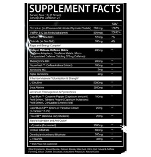 AfterDark INHUMAN PYRO – Zusammensetzung mit Koffein, Beta-Alanin, L-Citrullin und Cayennepfeffer-Extrakt für mehr Energie