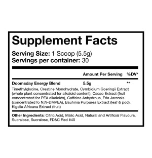 Leviathan Labz Doomsday Zusammensetzung – Kreatin, Koffein, Kakaobaum-Extrakt und Eria Jarensis für maximale Kraft
