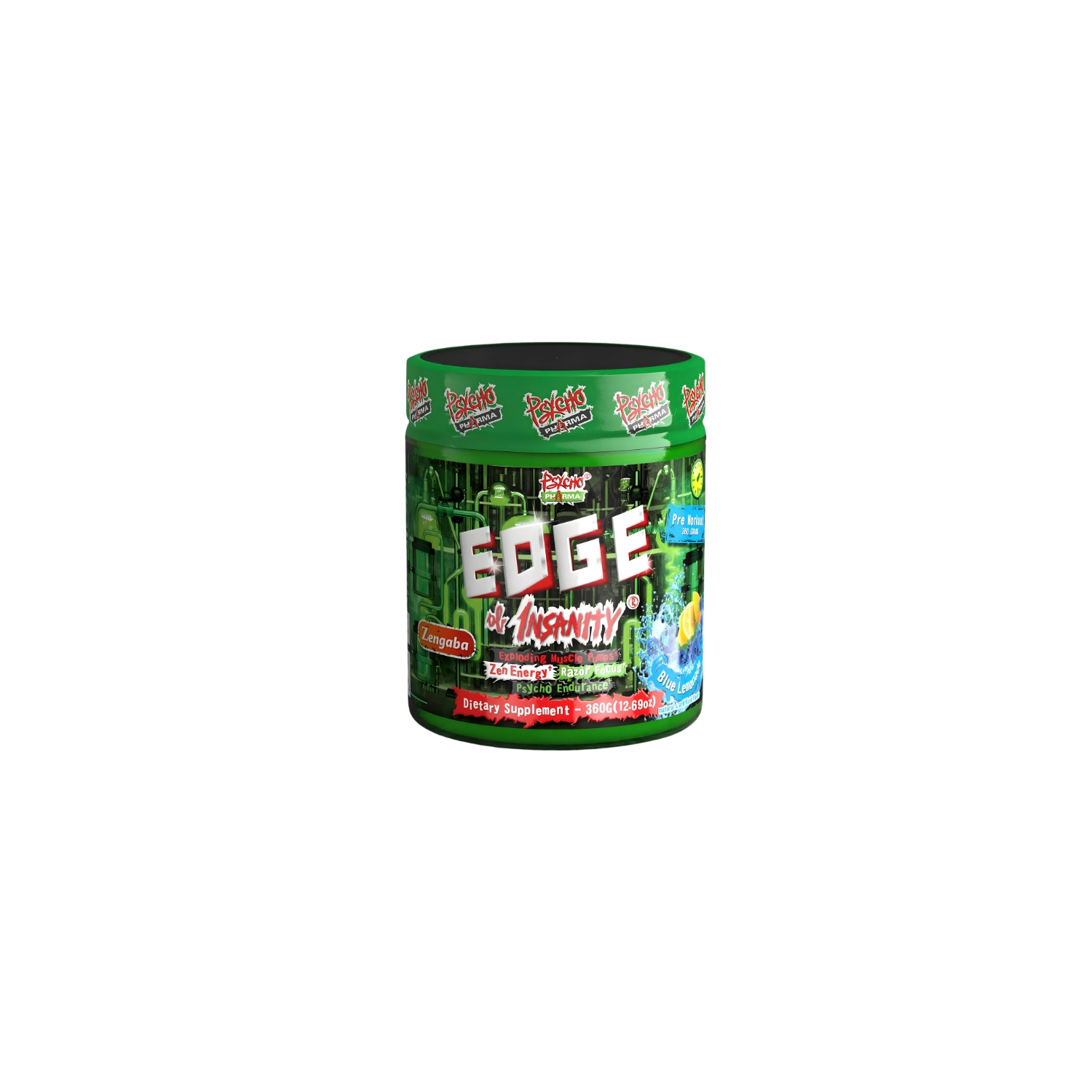 Psycho Pharma Edge of Insanity Blue Lemonade – intensives Pre-Workout-Supplement mit Zitronen-Beeren-Geschmack